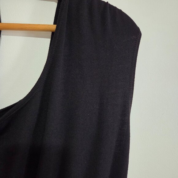 EUC MAX STUDIO BLACK DOUBLE SCOOP NECK MUSCLE SLEEVE STYLE JUMPSUIT SIZE M - Picture 7 of 16